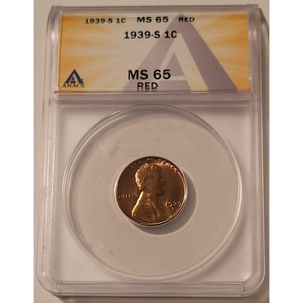 1939 S Lincoln Wheat Cent MS65 RED ANACS